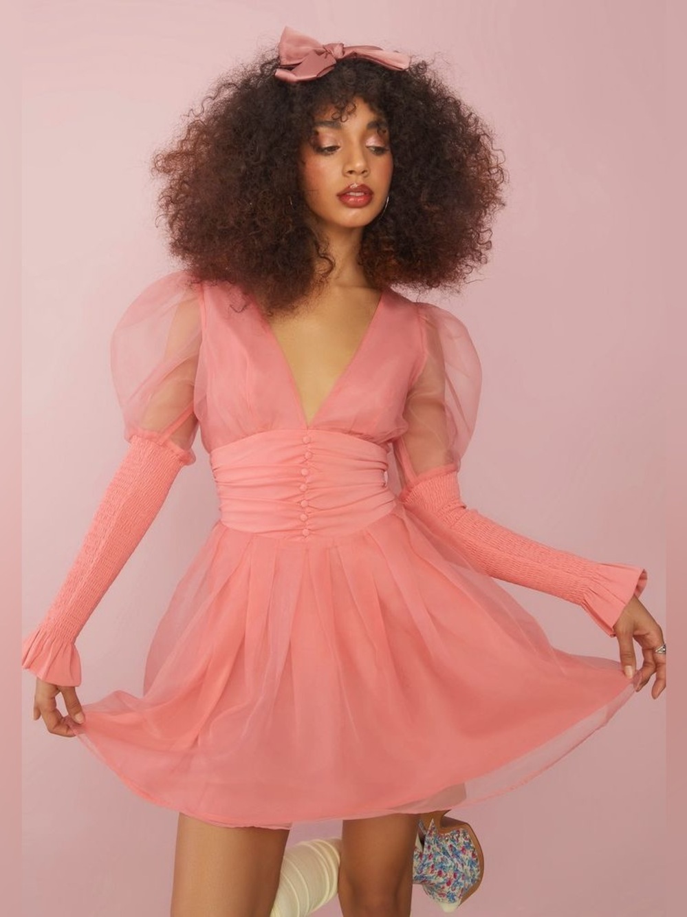 NWOT Sugar Thrillz / Dollskill Talk About Forever Organza Puff Sleeve babydoll S